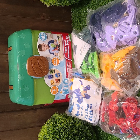 DINOSAUR building play set of 5 DINOSAUR, Age 3+, NWT, NIB 164 pcs - Picture 1 of 9